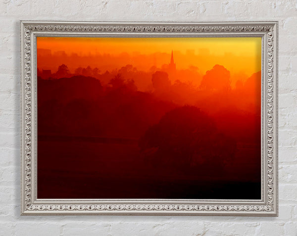 English Countryside At Dawn Framed Print