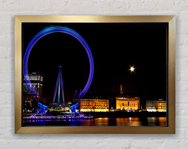 London Eye Blues In London Framed Print