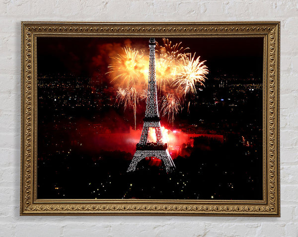 Fireworks Eiffel Tower Framed Print