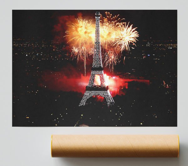 Fireworks Eiffel Tower Giclee Print