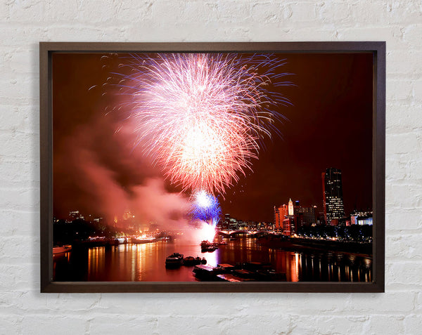Fireworks On The Thames London Framed Print