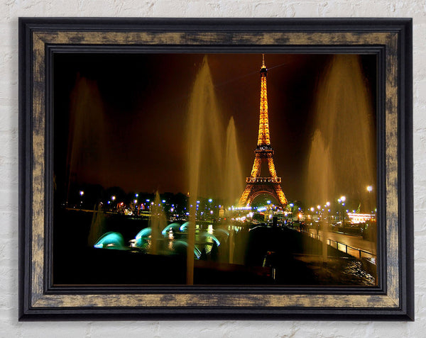 Fountains And Eiffel Tower Framed Print