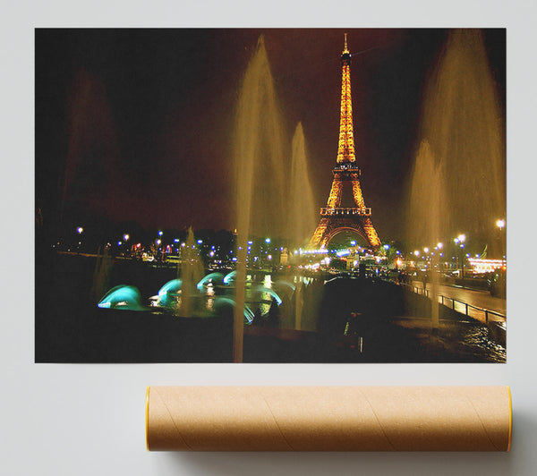Fountains And Eiffel Tower Print