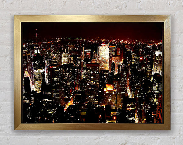 Golden City Nights Framed Print