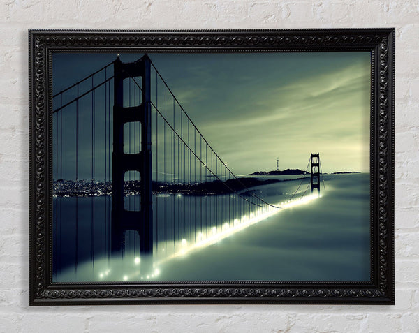 Golden Gate Bridge Light In The Fog Framed Print