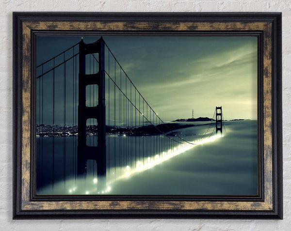 Golden Gate Bridge Light In The Fog Framed Print