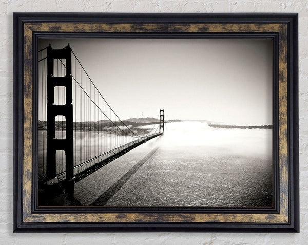 Golden Gate Bridge Black And White Framed Print
