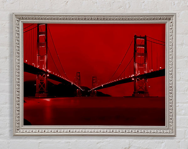 Golden Gate Bridge Twins Red Framed Print