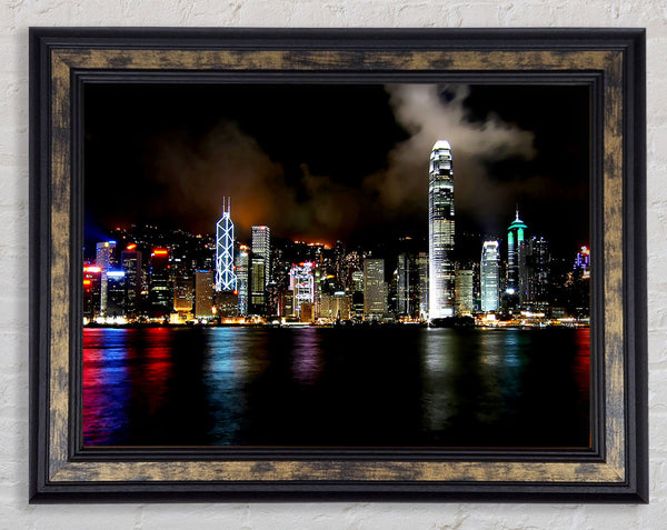Hong Kong Cloudy Nights Framed Print