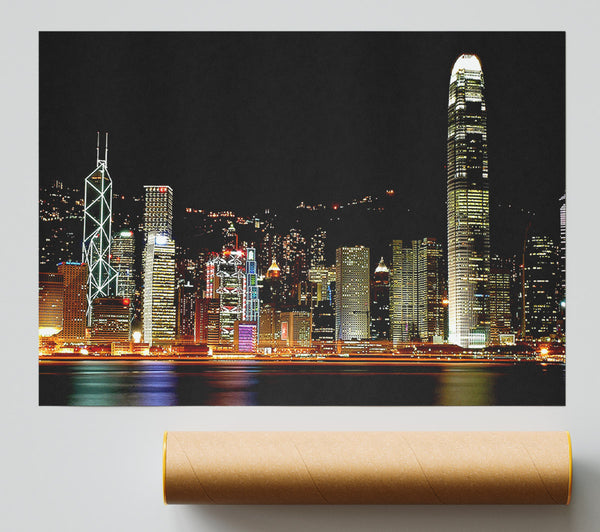Hong Kong At Night Giclee Print