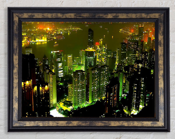 Hong Kong Bay Green Framed Print