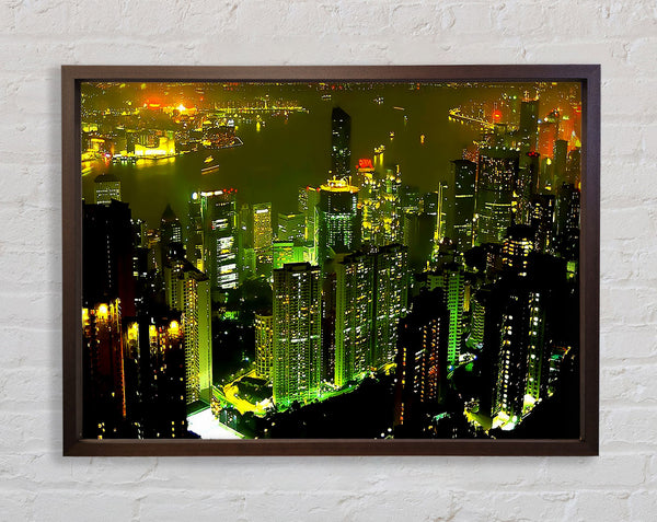 Hong Kong Bay Green Framed Print