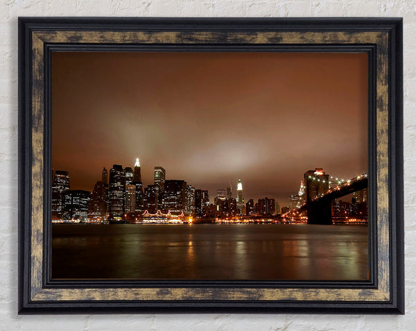 Hong Kong Chocolate Glow Framed Print