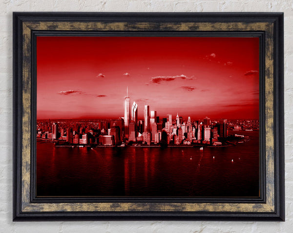 Hong Kong From Afar Red Framed Print