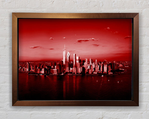 Hong Kong From Afar Red Framed Print