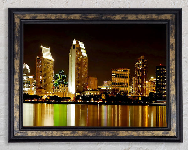 Hong Kong Golden Lights Framed Print