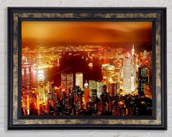 Hong Kong Harbour Nights Framed Print