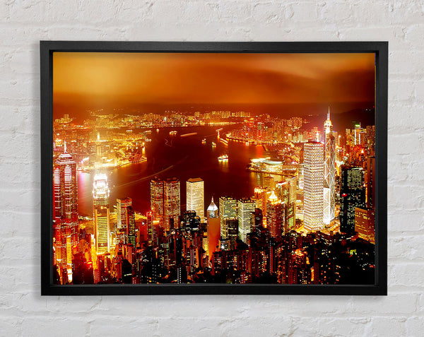 Hong Kong Harbour Nights Framed Print