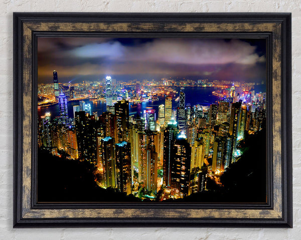 Hong Kong Night Light Framed Print