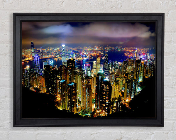 Hong Kong Night Light Framed Print