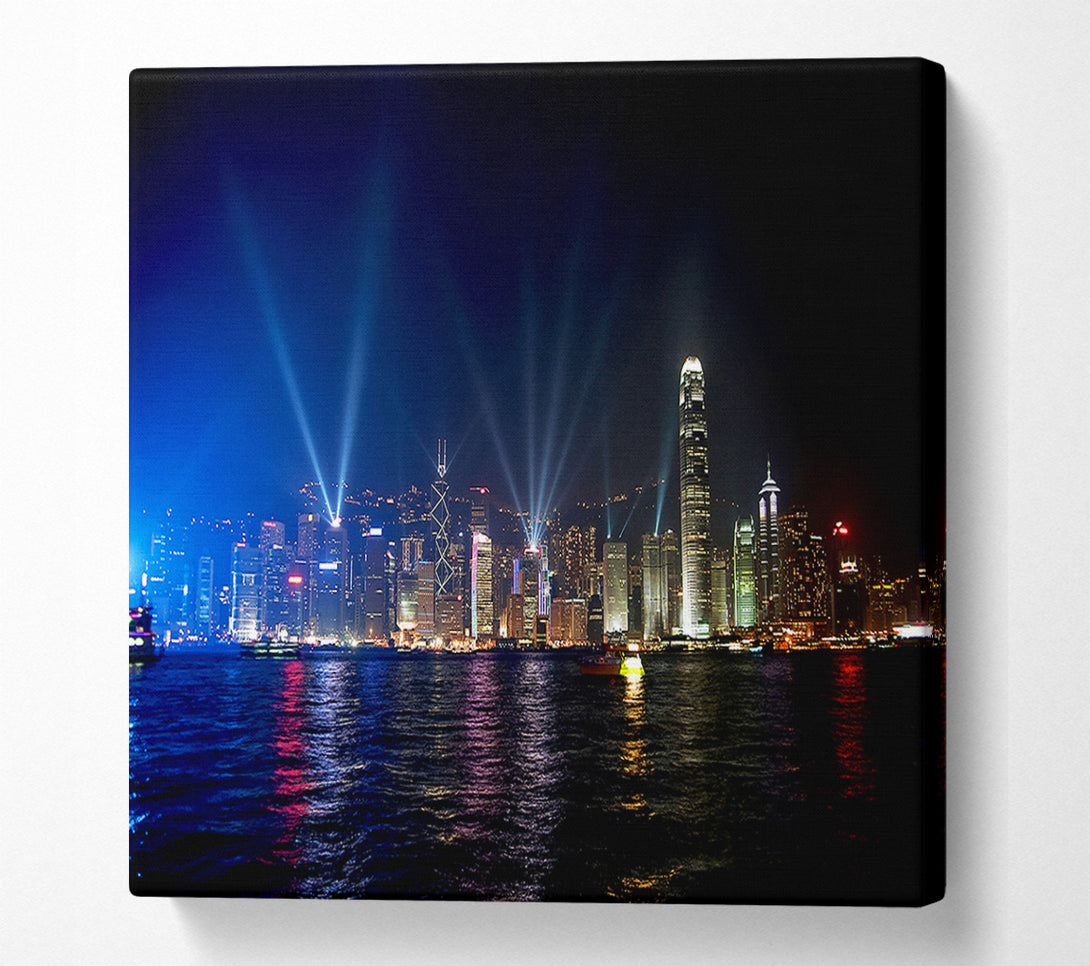  A Canvas Print of Hong Kong Strobe Light Reflections Canvas Art