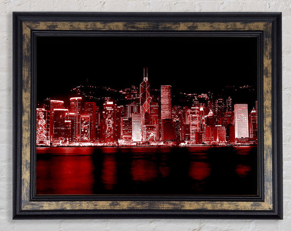 Hong Kong Waters Red Framed Print