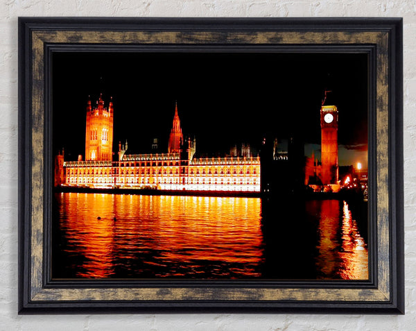 Houses Of Parliament Glow Framed Print