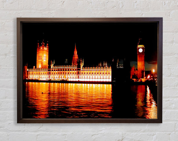 Houses Of Parliament Glow Framed Print