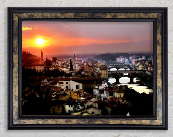 Italian Sunset Town Framed Print