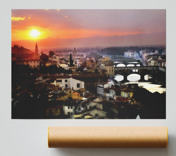 Italian Sunset Town Poster