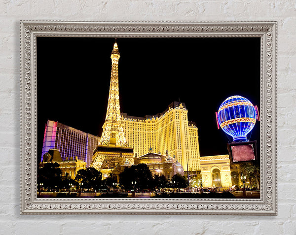 Las Vegas Golden Eiffel Tower Framed Print