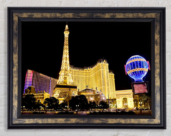 Las Vegas Golden Eiffel Tower Framed Print