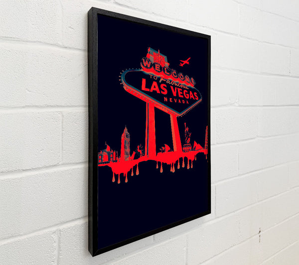 Las Vegas Sign Red Black