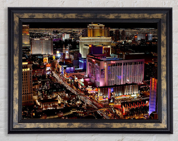 Las Vegas Strip Night Lights Framed Print