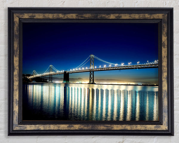 Lights Of The Night Bridge Framed Print