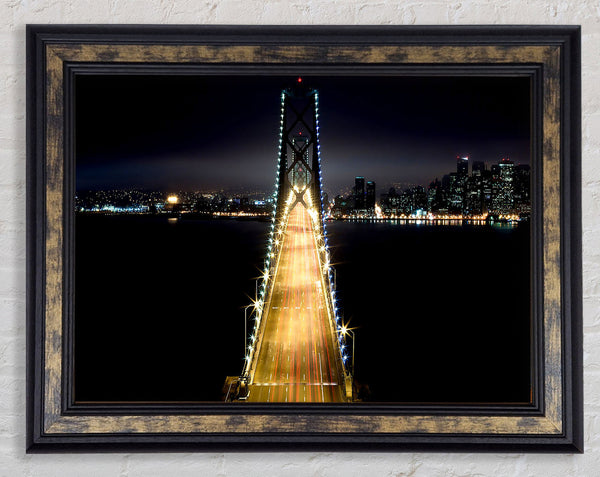 Lights on Bay Bridge Framed Print