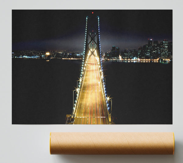 Lights On Bay Bridge Print