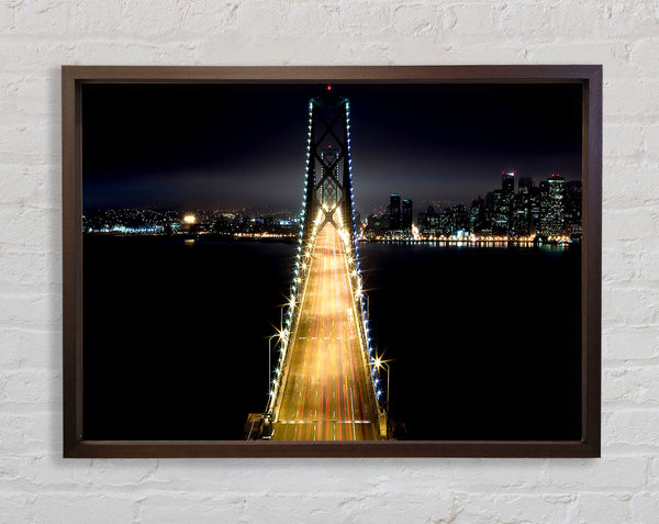 Lights on Bay Bridge Framed Print