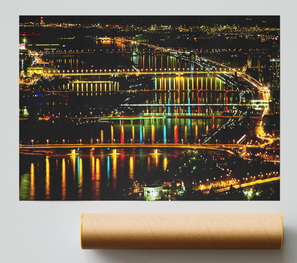 Lights At Danube Vienna Poster