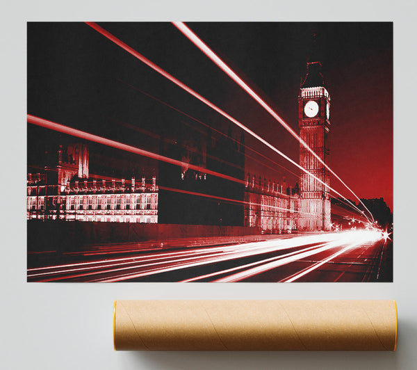 London Big Ben City Lights Red Poster