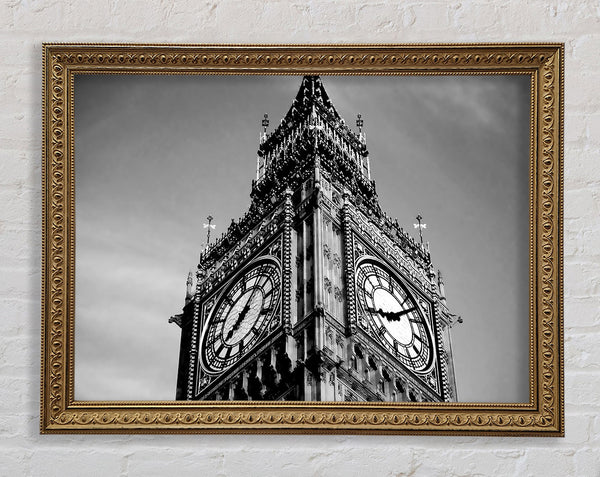London Big Ben Close-Up B n W Framed Print