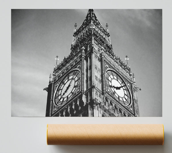 London Big Ben Close-Up B N W Poster