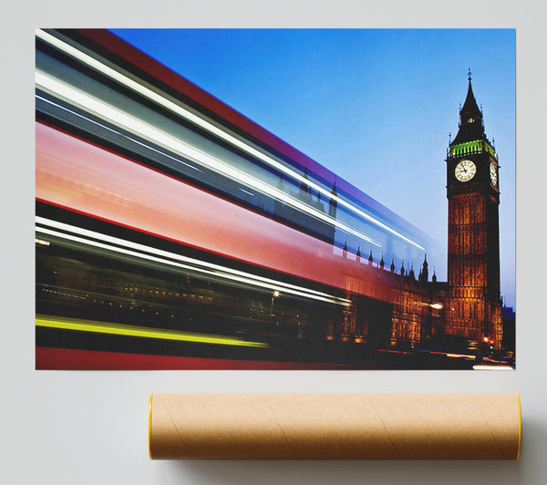 London Big Ben Double Decker Bus Poster