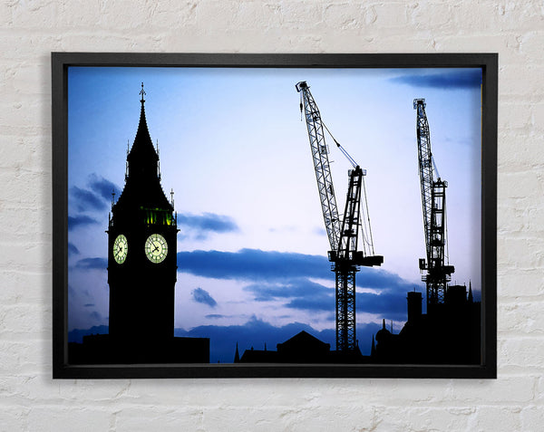 London Big Ben Lilac Night Skys Framed Print