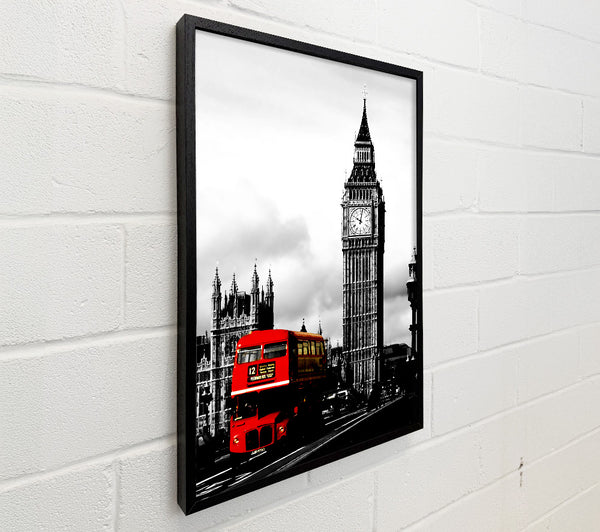 London Big Ben Red Bus B n W
