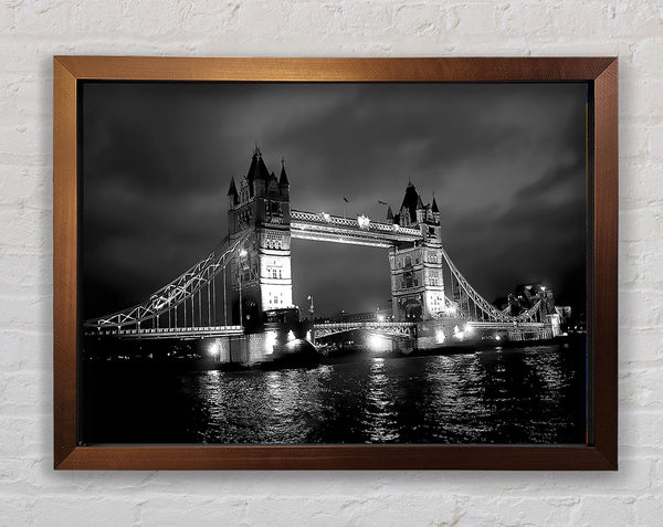 London Bridge At Night B n W Framed Print
