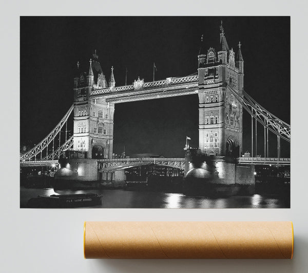 London Bridge Retro B N W Print