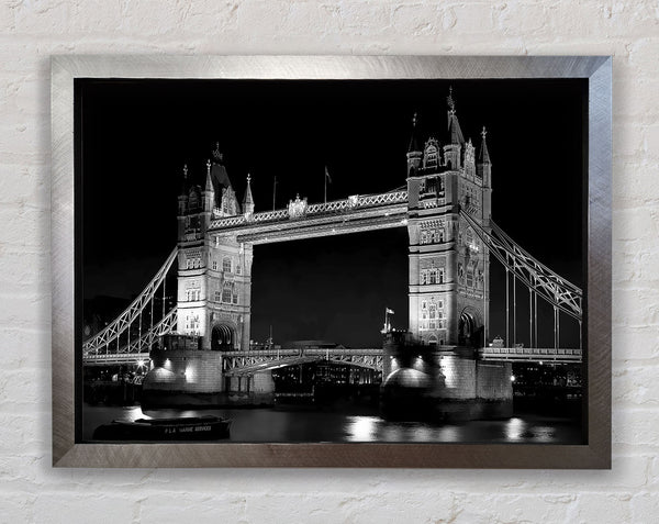 London Bridge Retro B n W Framed Print