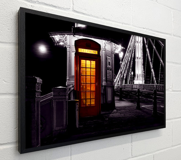 London Bridge Telephone Box Red B n W
