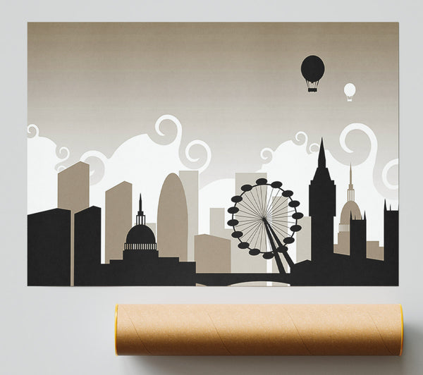 London City Outline Beige Print